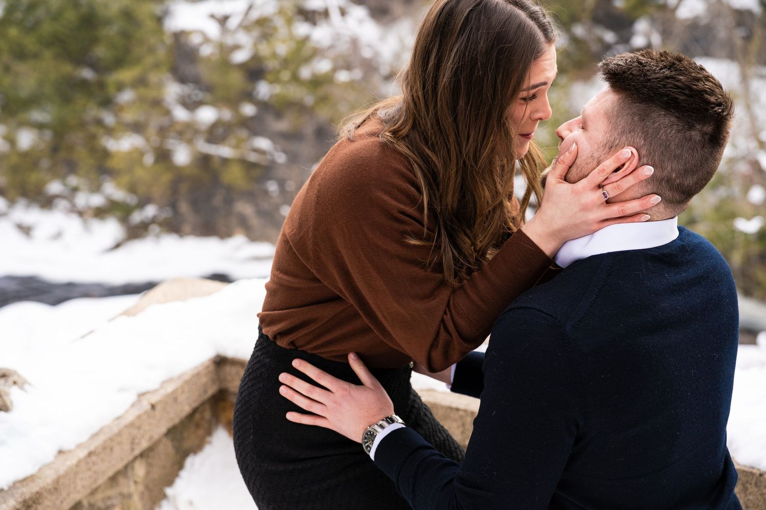 man and woman embrace