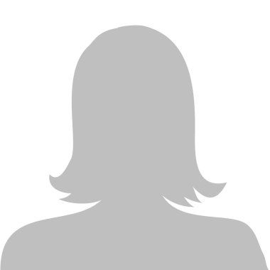 Generic female profile placeholder silhouette on grey background.