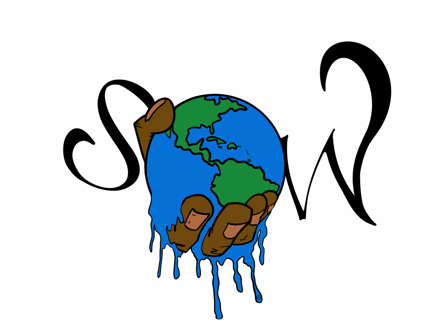 A series of melting Earth globe illustrations showing progressive stages of environmental deterioration.