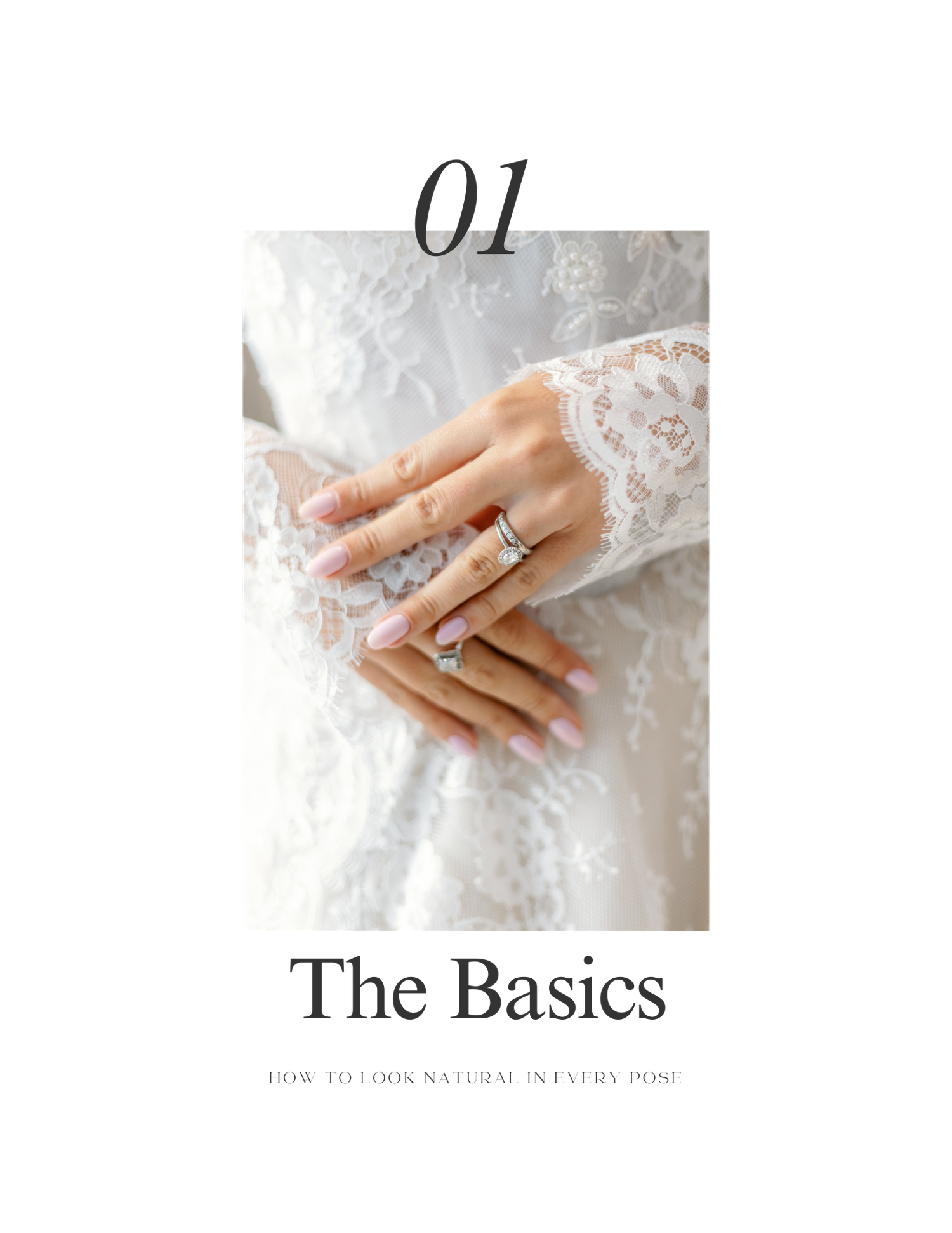 Wedding photography guide page showing close-up details of rings and lace.