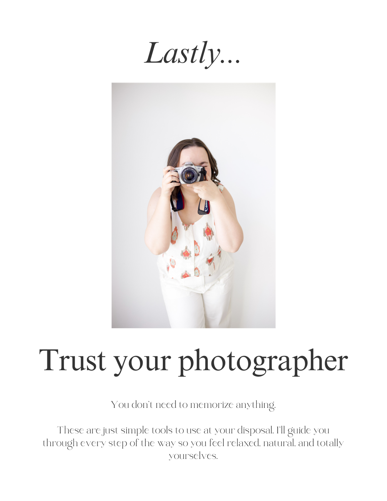 Photography guide showing trust between photographer and subject during photo sessions.