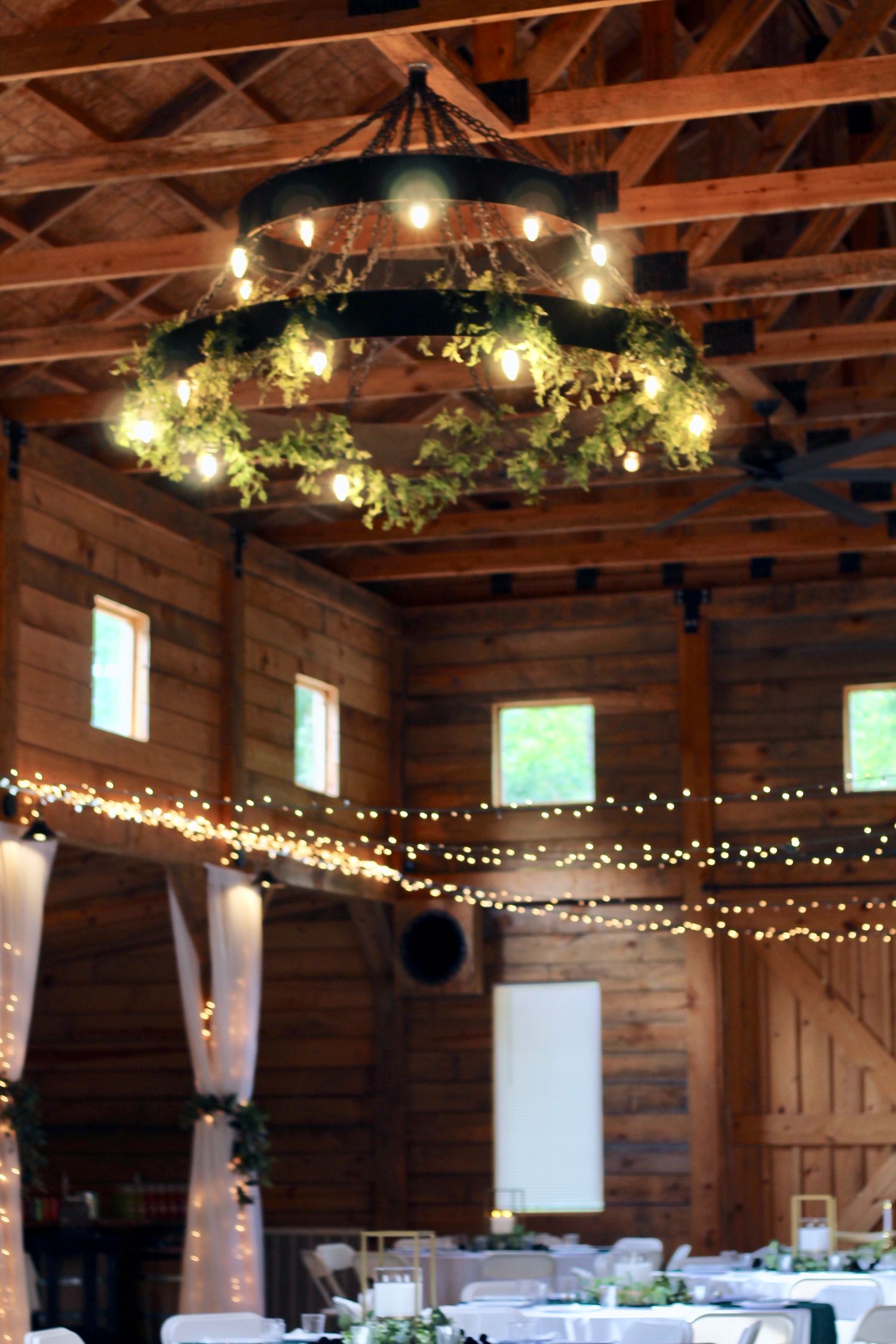 A beautiful chandelier at a beautiful venue - Charlyn Farms.