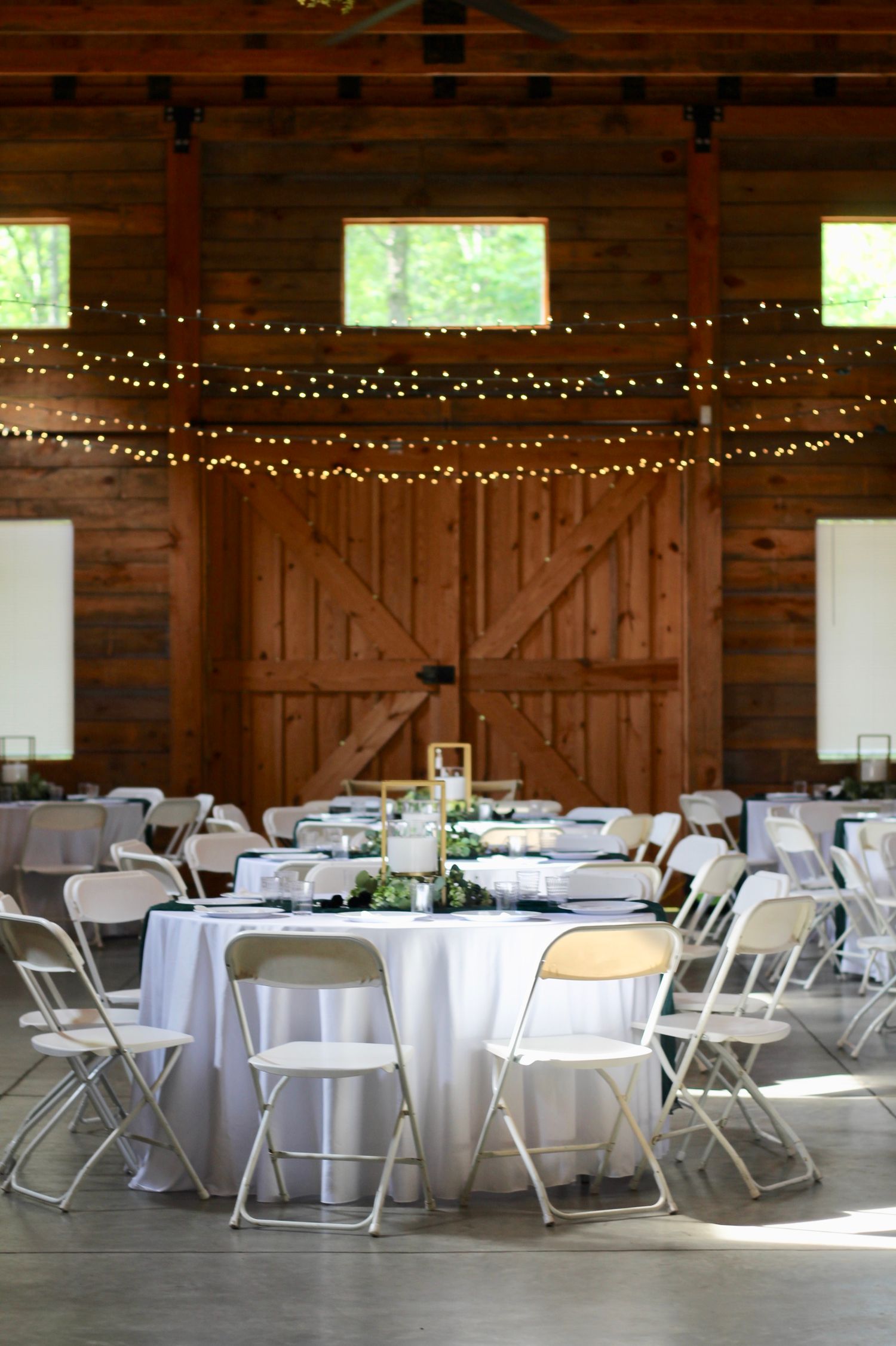 The set up of a wedding at Charlyn Farms.
