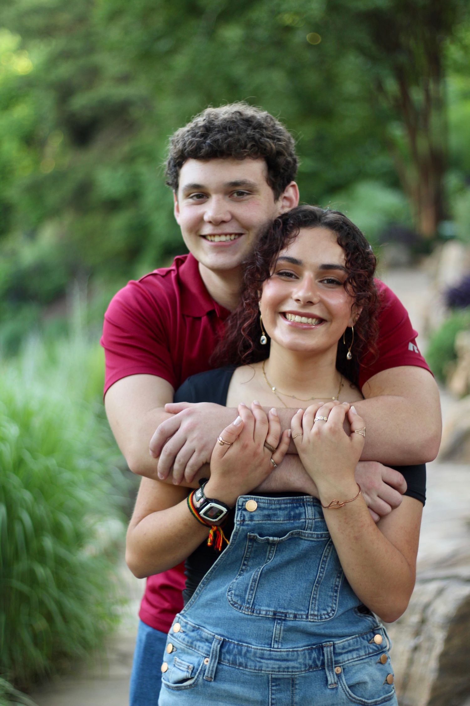 He's hugging his girl in Falls Park.