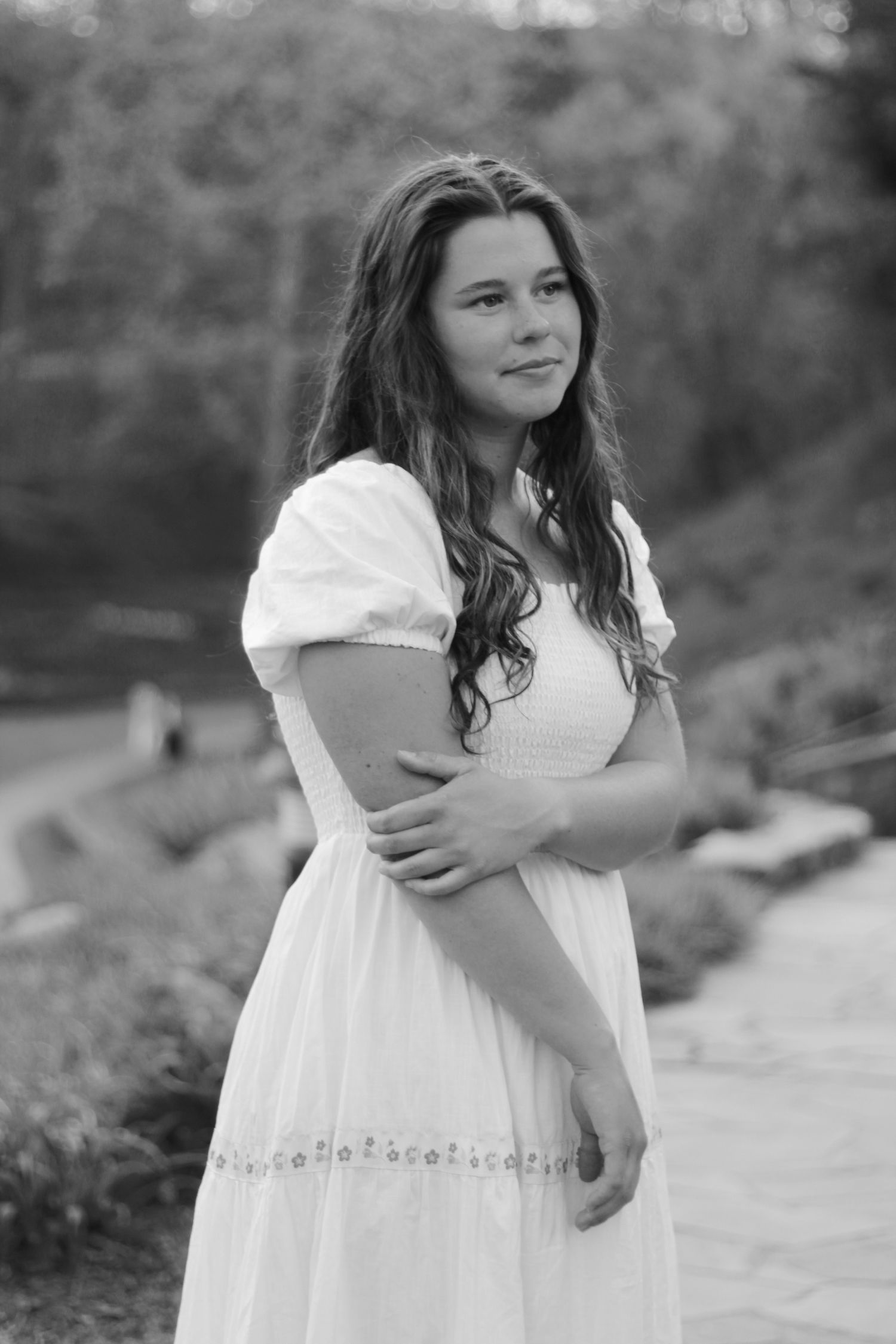 She looks off into the distance as she contemplates her future. In Falls Park.
