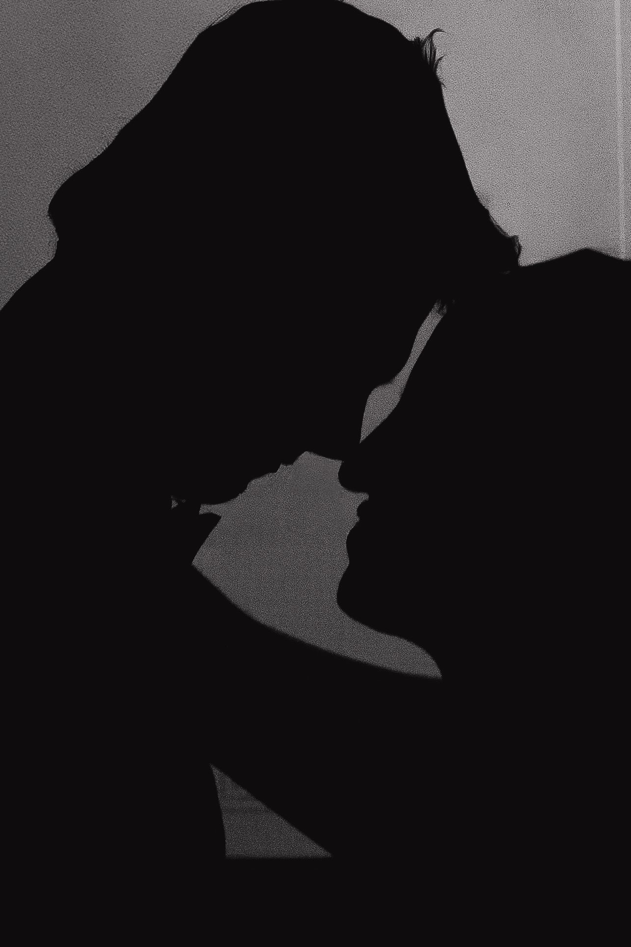 A series of black silhouette profiles against a gray background showing different head positions in a side view.