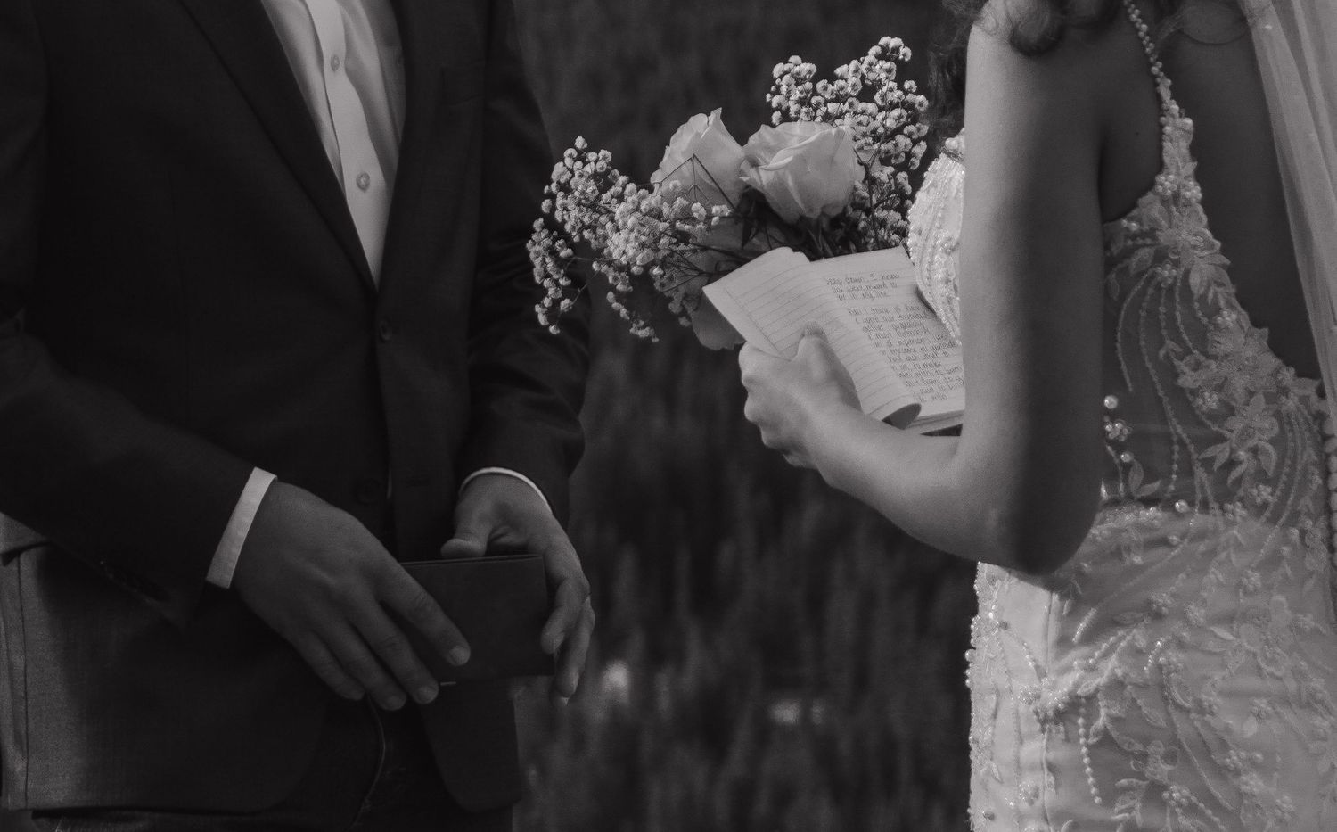 Black and white wedding photography sequence capturing intimate moments between newlyweds.