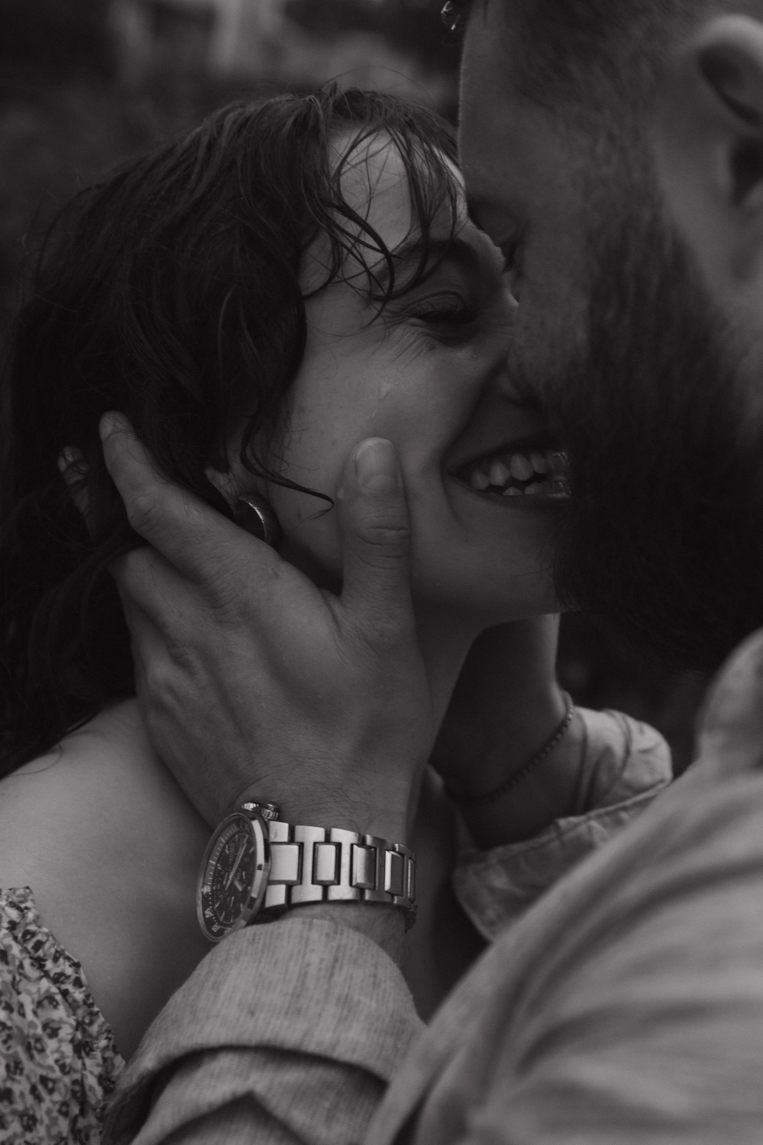 Close up sequence showing tender romantic moments between two people.