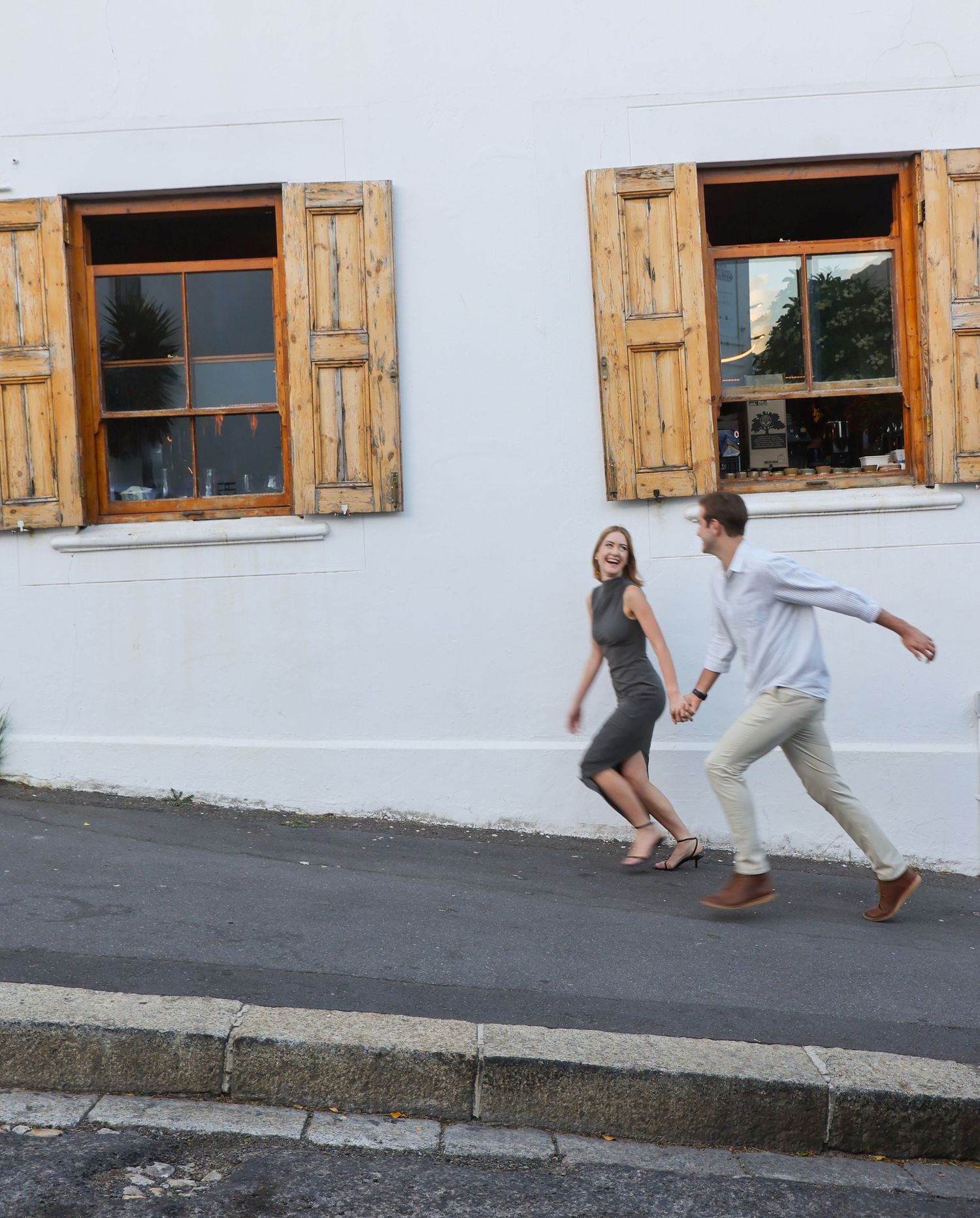 Couple running in Cape Town city streets