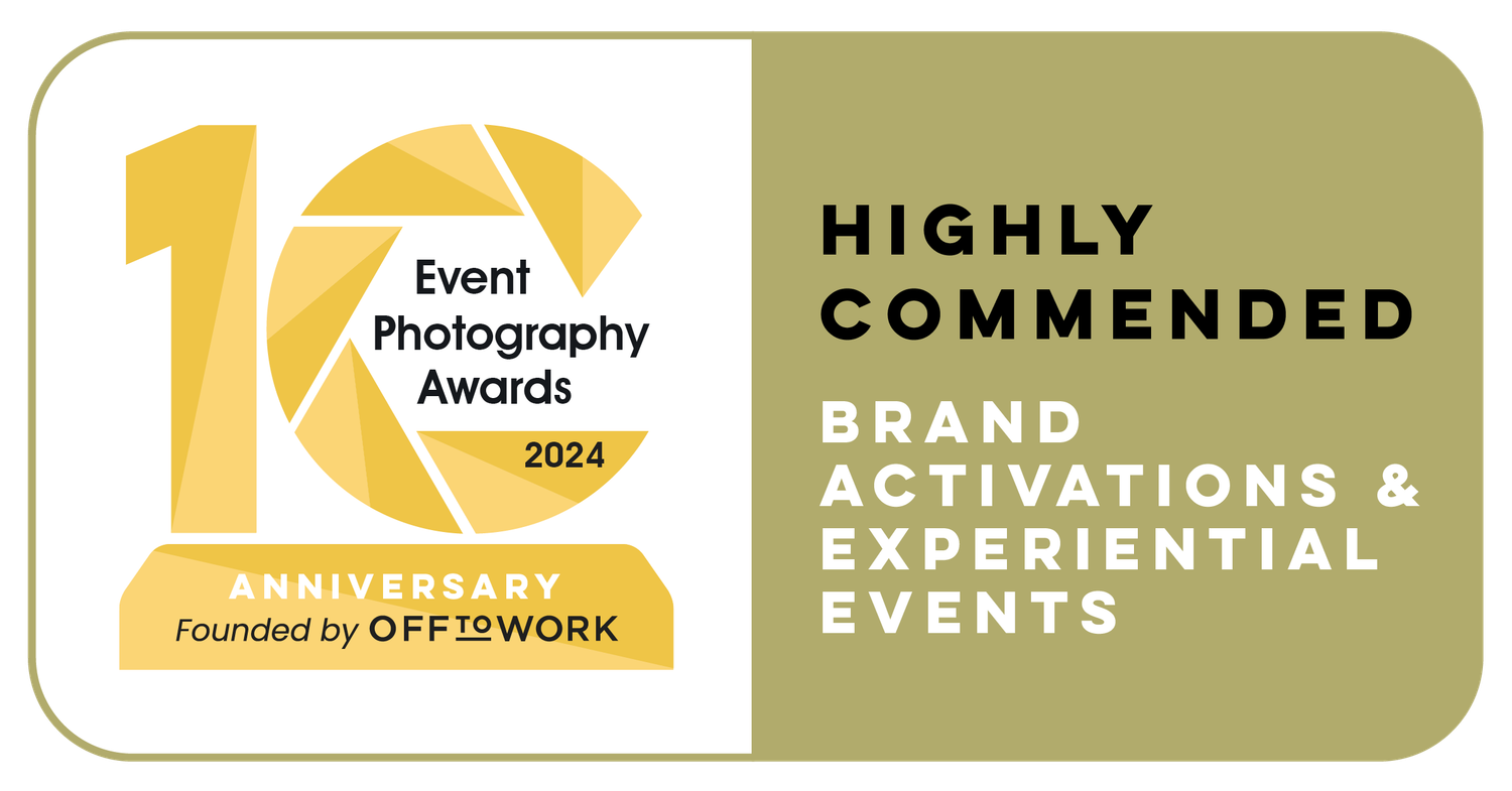 Event Photography Awards 2024 10th Anniversary badge, Highly Commended in Brand Activations and Experiential Events, founded by OFF18WORK.