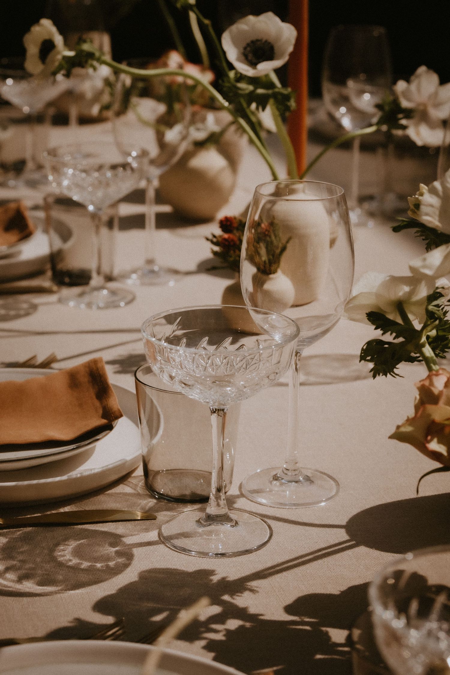 Shadows on wedding table