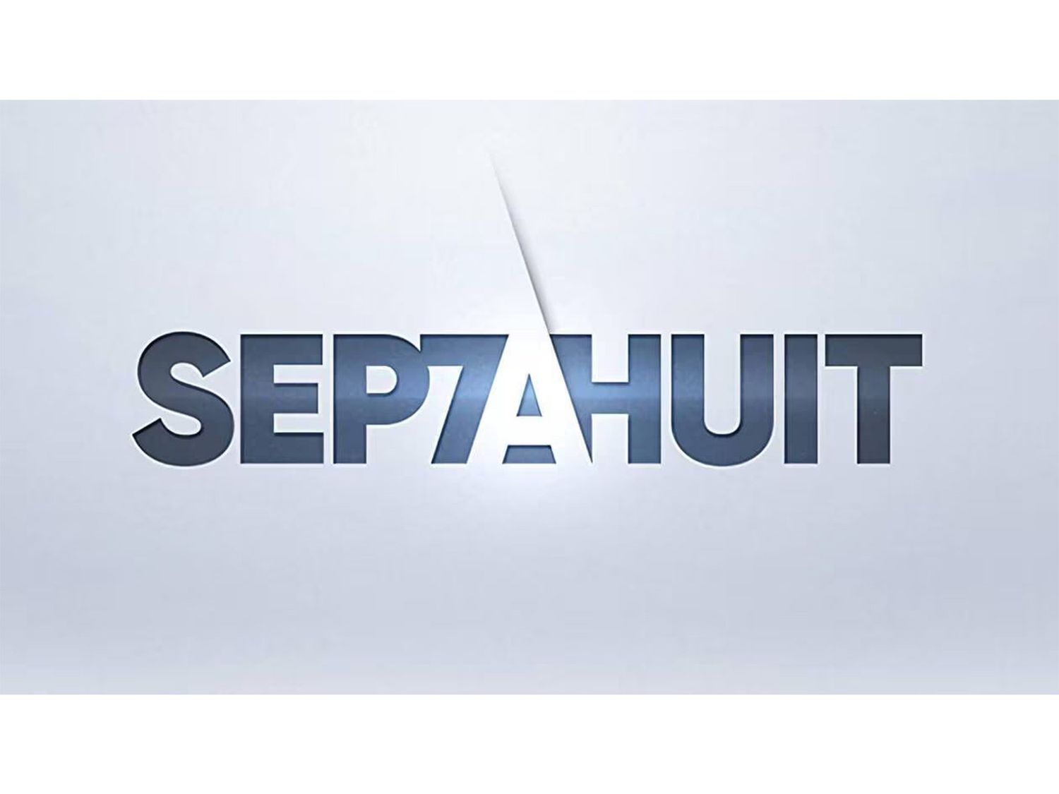 Logo of Sept à Huit, a French TV news magazine show, displayed in bold metallic letters on a light background.