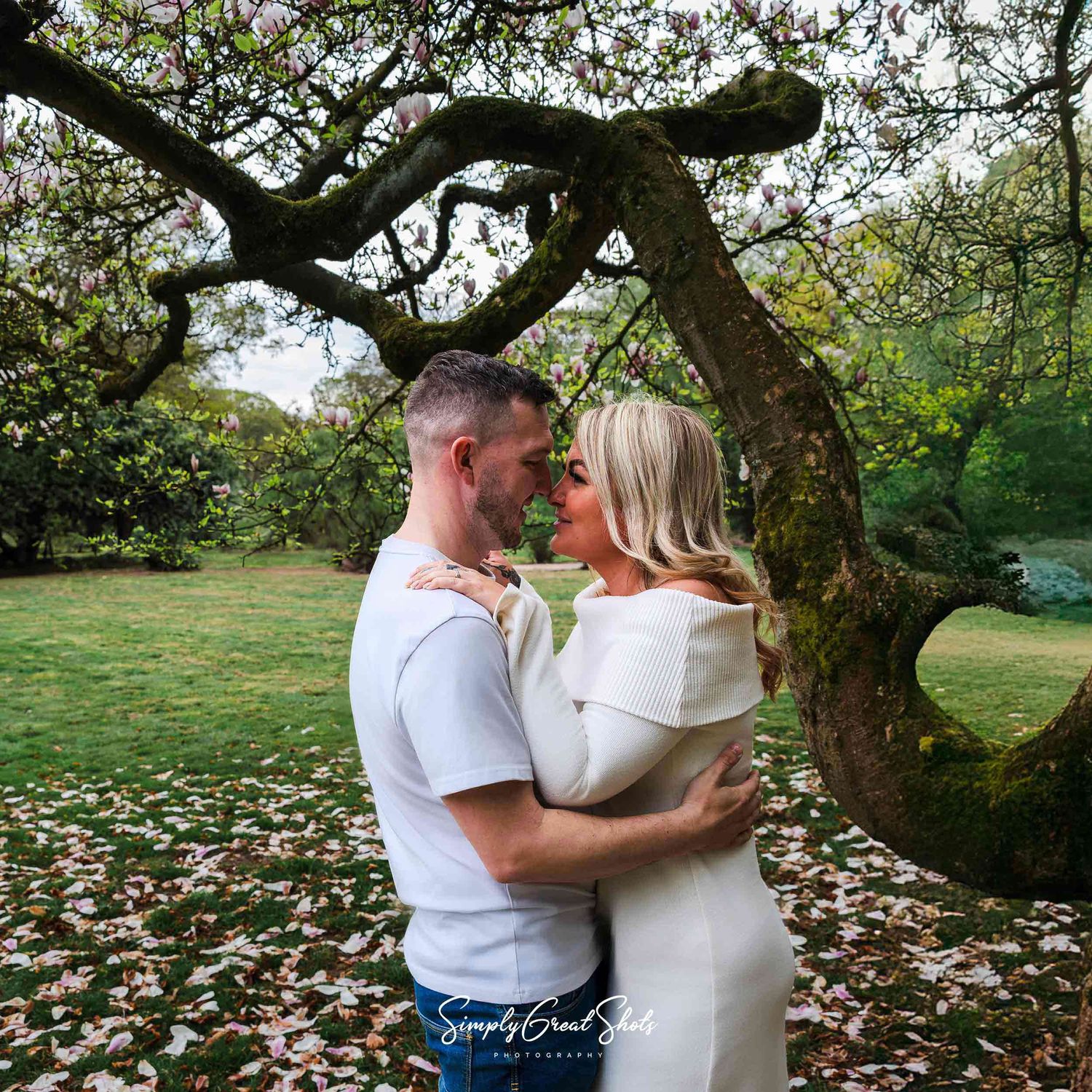 Rothley Court wedding photographer captures a couple posing for photographs on their pre-wedding photoshoot.