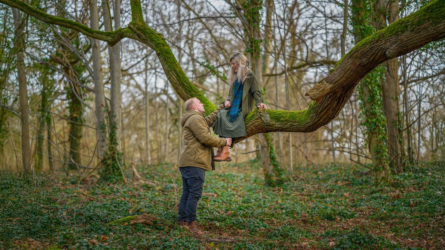 A couple during their preceding photoshoot in Leicestershire.