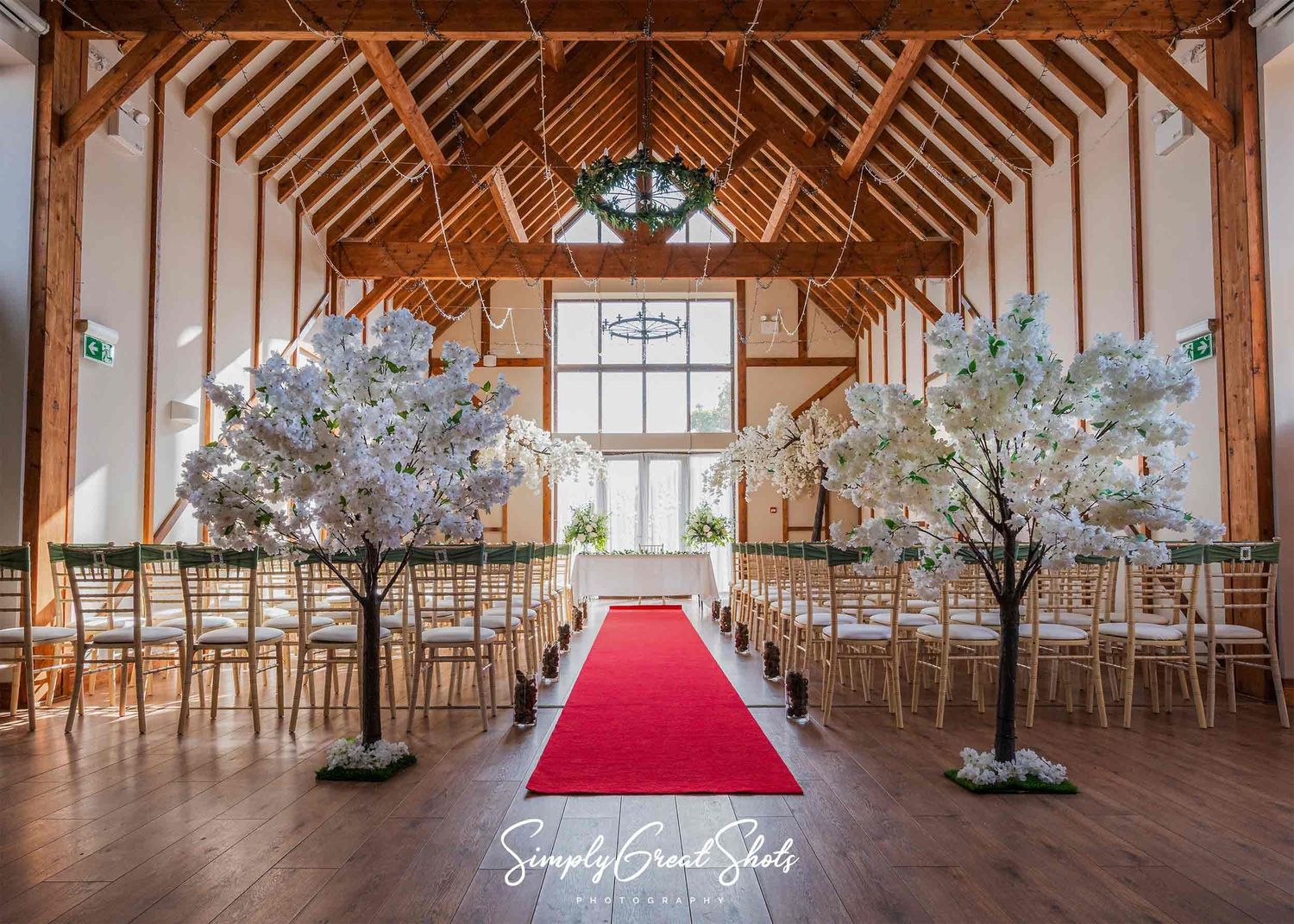 The wedding aisle for Mark and Lisa's wedding at Winters Tale Country Barn as captured by a wedding photographer.