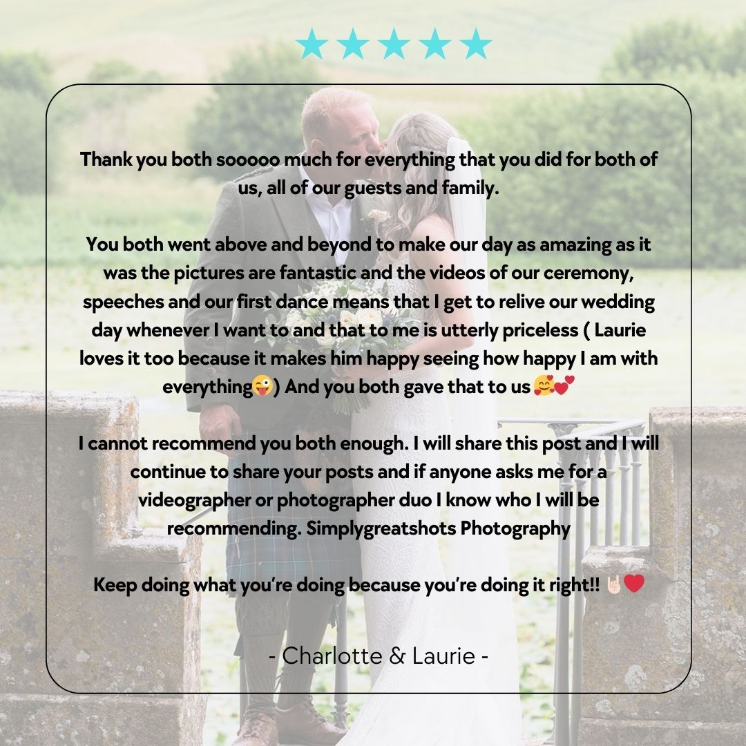 A five star customer testimonial of SimplyGreatShots Photography by Laurie & Charlotte