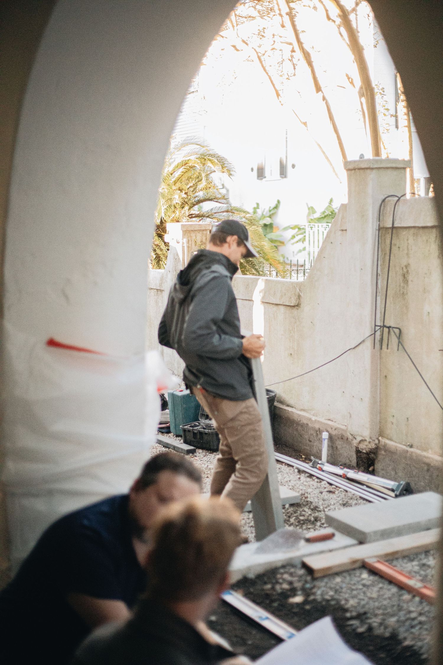 Our crew installing hardscape.