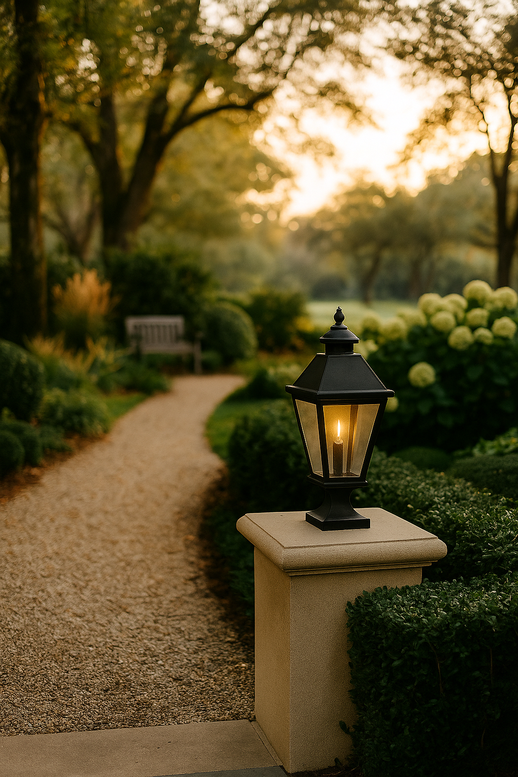 Custom outdoor garden with light installation.