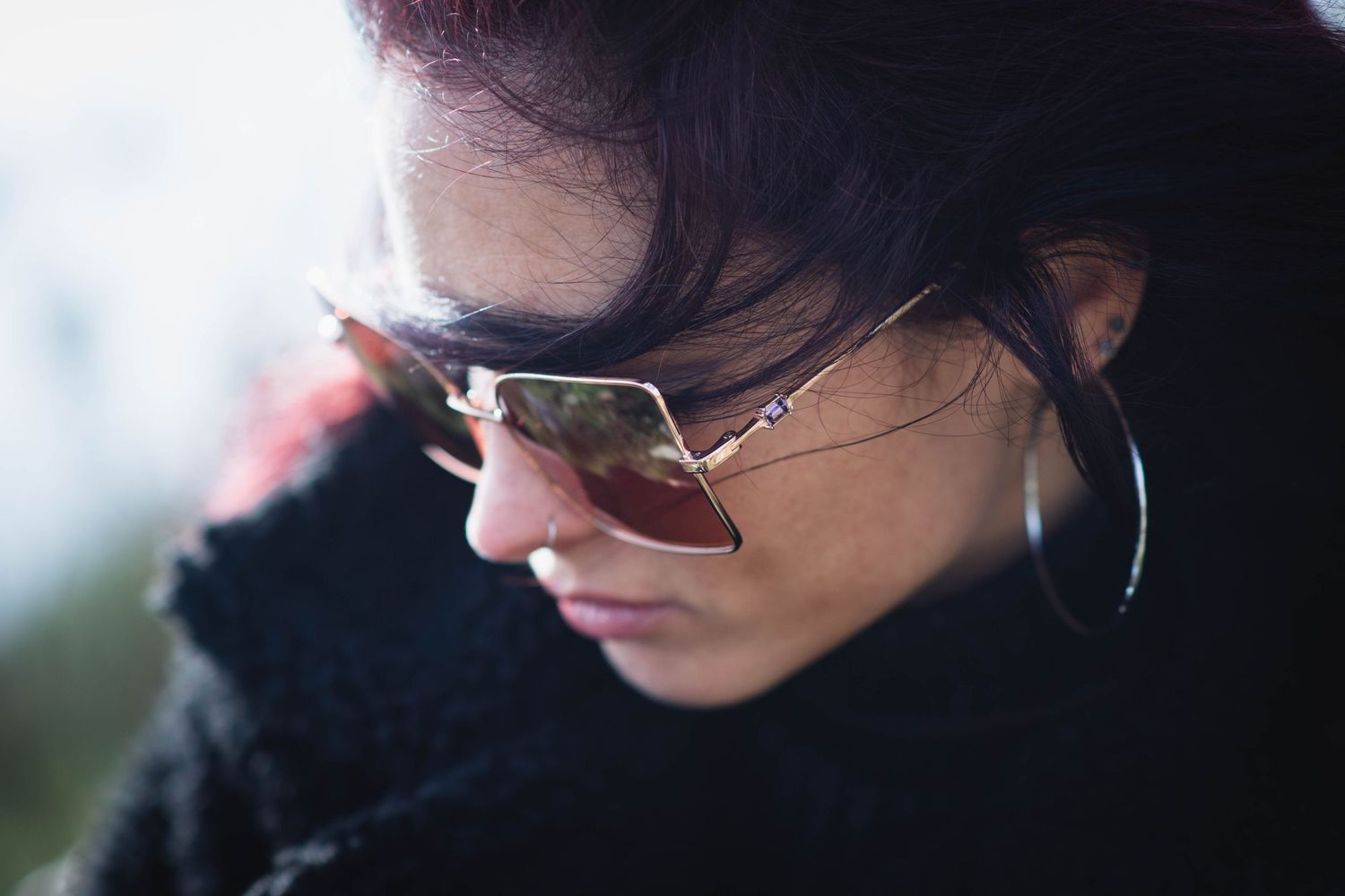 occhiali fashion indossati da modella a genova