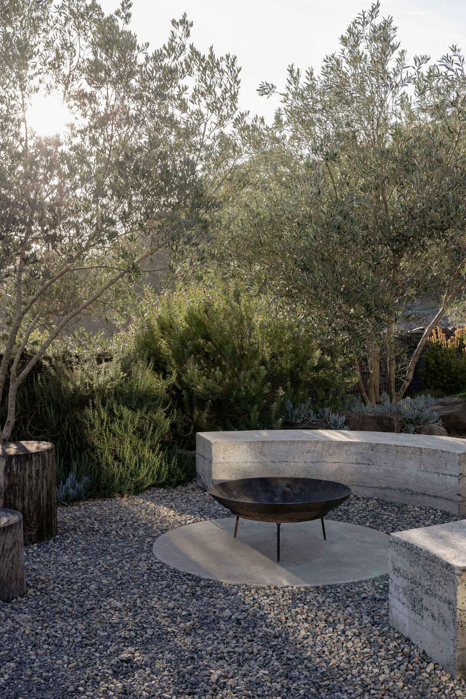 Landscaping and fire pit area