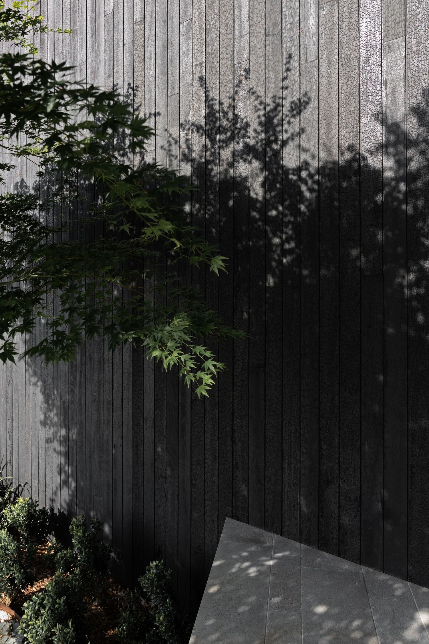 Black, Charred timber on exterior of home.
