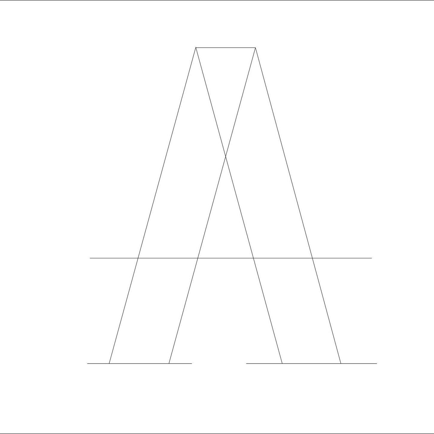 Minimalist line drawing of the letter A in wireframe style.