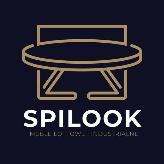 Minimalist gold furniture logo design for SPILOOK featuring a table or bench outline.