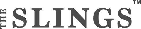 Simple black text logo reading THE SLINGS in serif font.