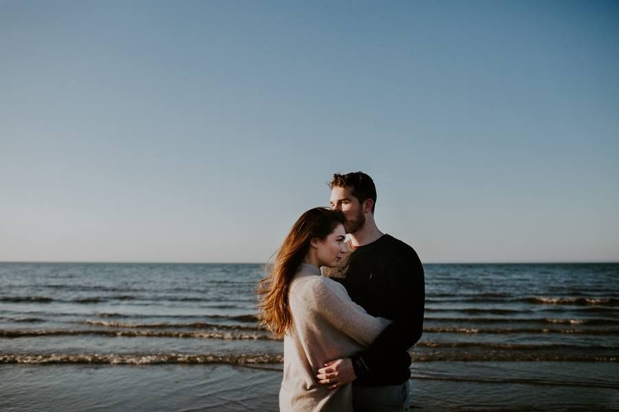 Engagement photography at Holkham beach by Essex engagement photographer