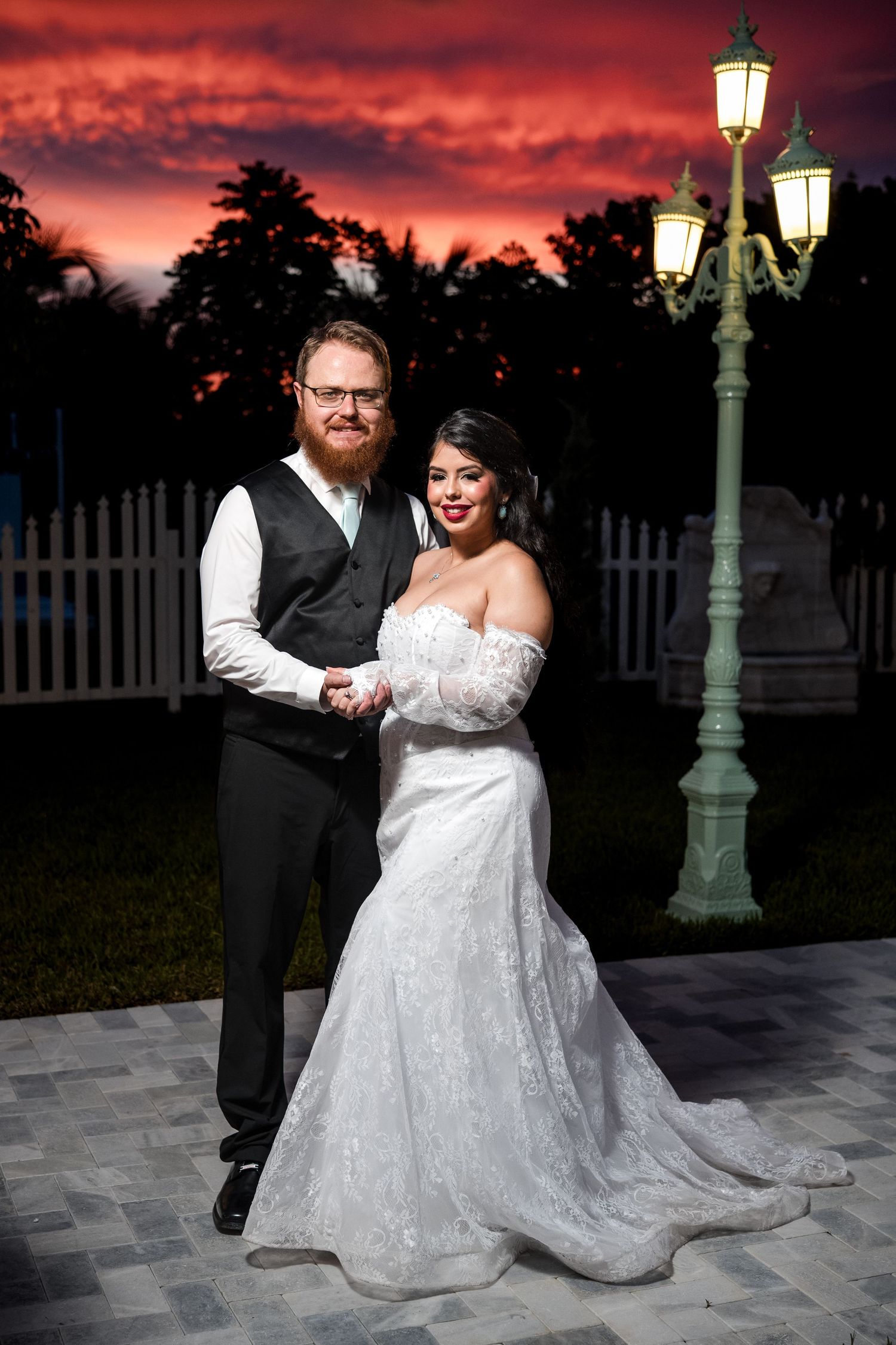 Bride and groom portrait at sunset during their Casa Ylang Ylang wedding