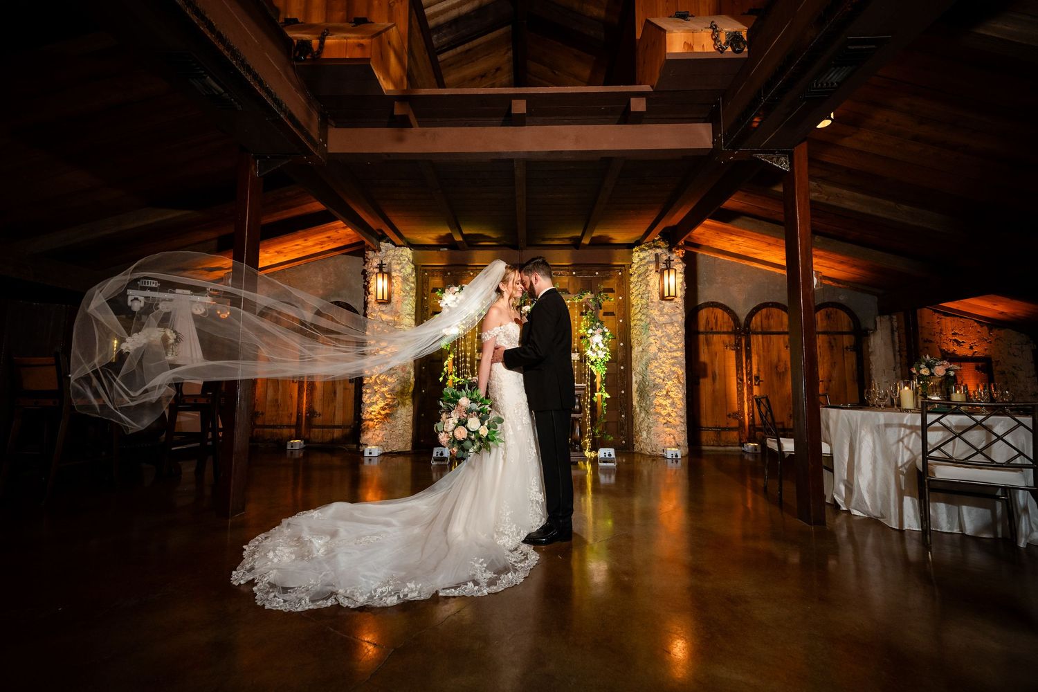 Bride photographed inside the wedding reception venue during a Florida wedding
