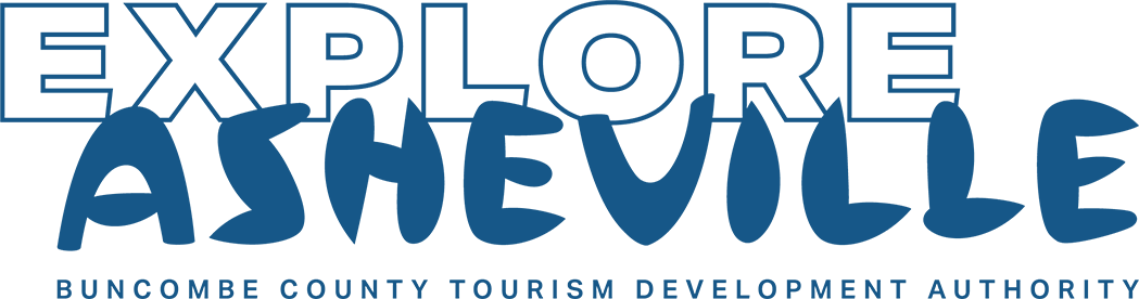 Explore Asheville Buncombe County Tourism Development Authority bold blue logo.