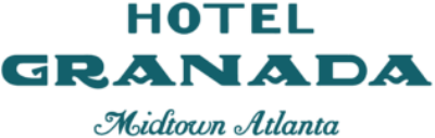 Hotel Granada Midtown Atlanta logo in teal green bold serif and script typography.