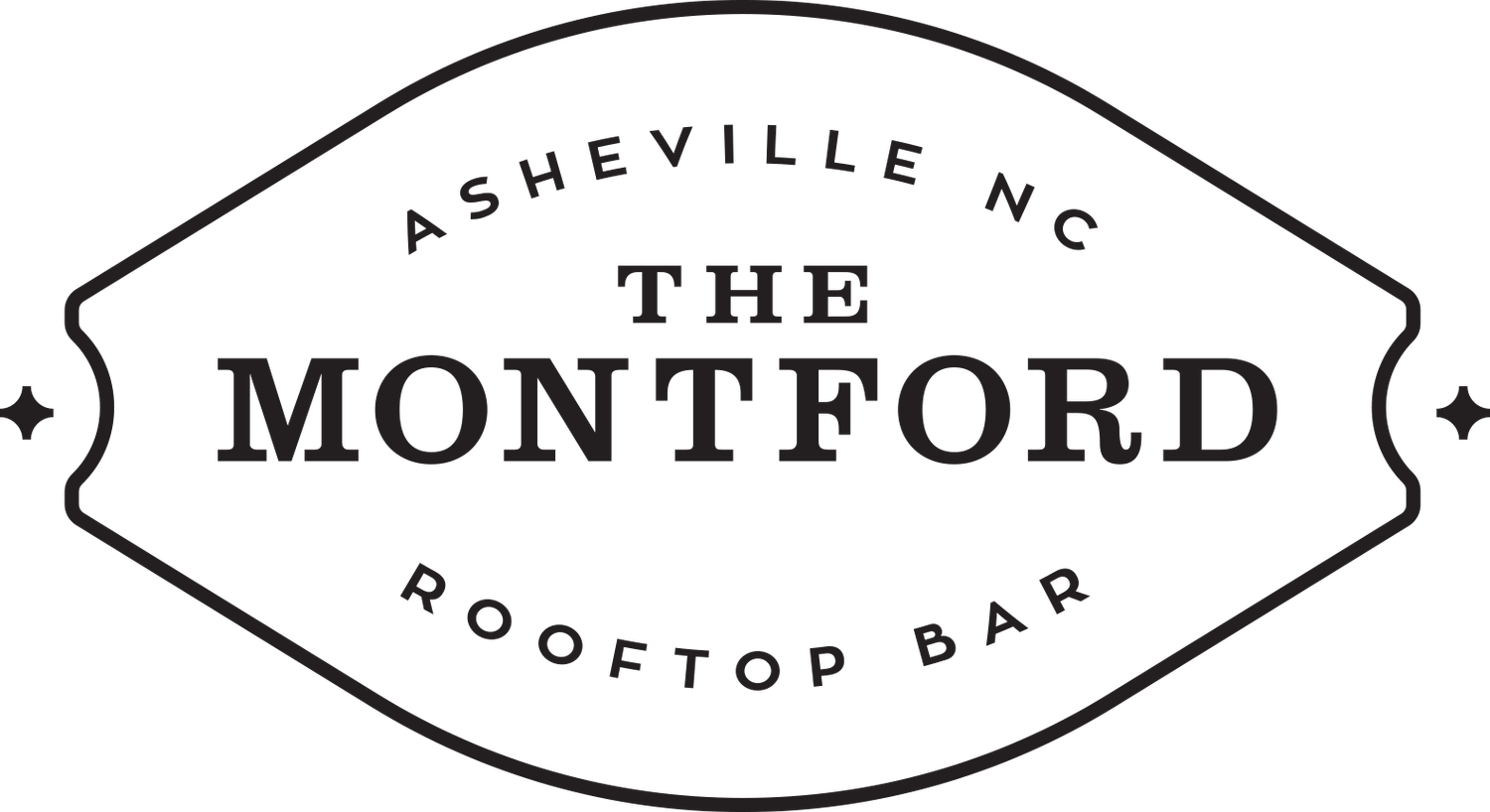 The Montford Asheville NC Rooftop Bar vintage badge logo in black and white.