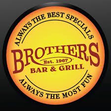 Brothers Bar & Grill circular logo design featuring orange and yellow colors.