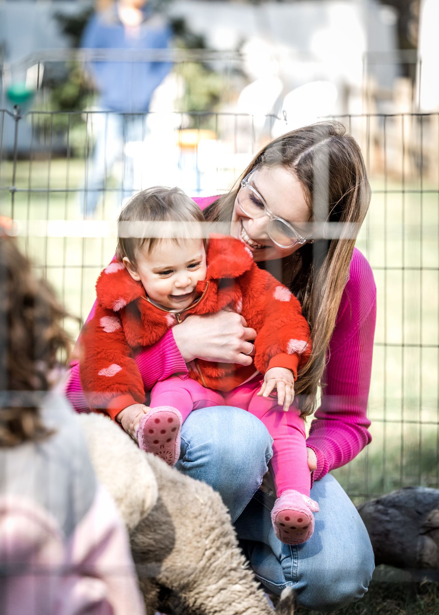 Mom and baby at a petting zoo