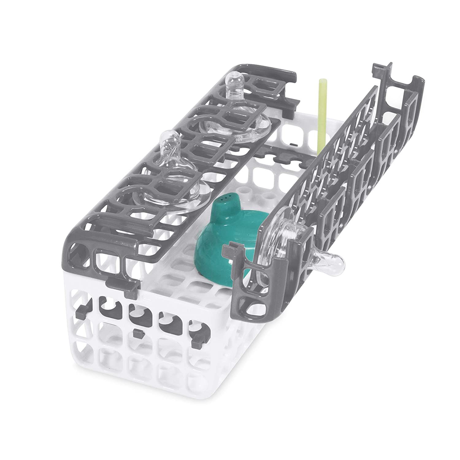 Dishwasher basket designed for cleaning and organizing baby bottle parts and accessories.