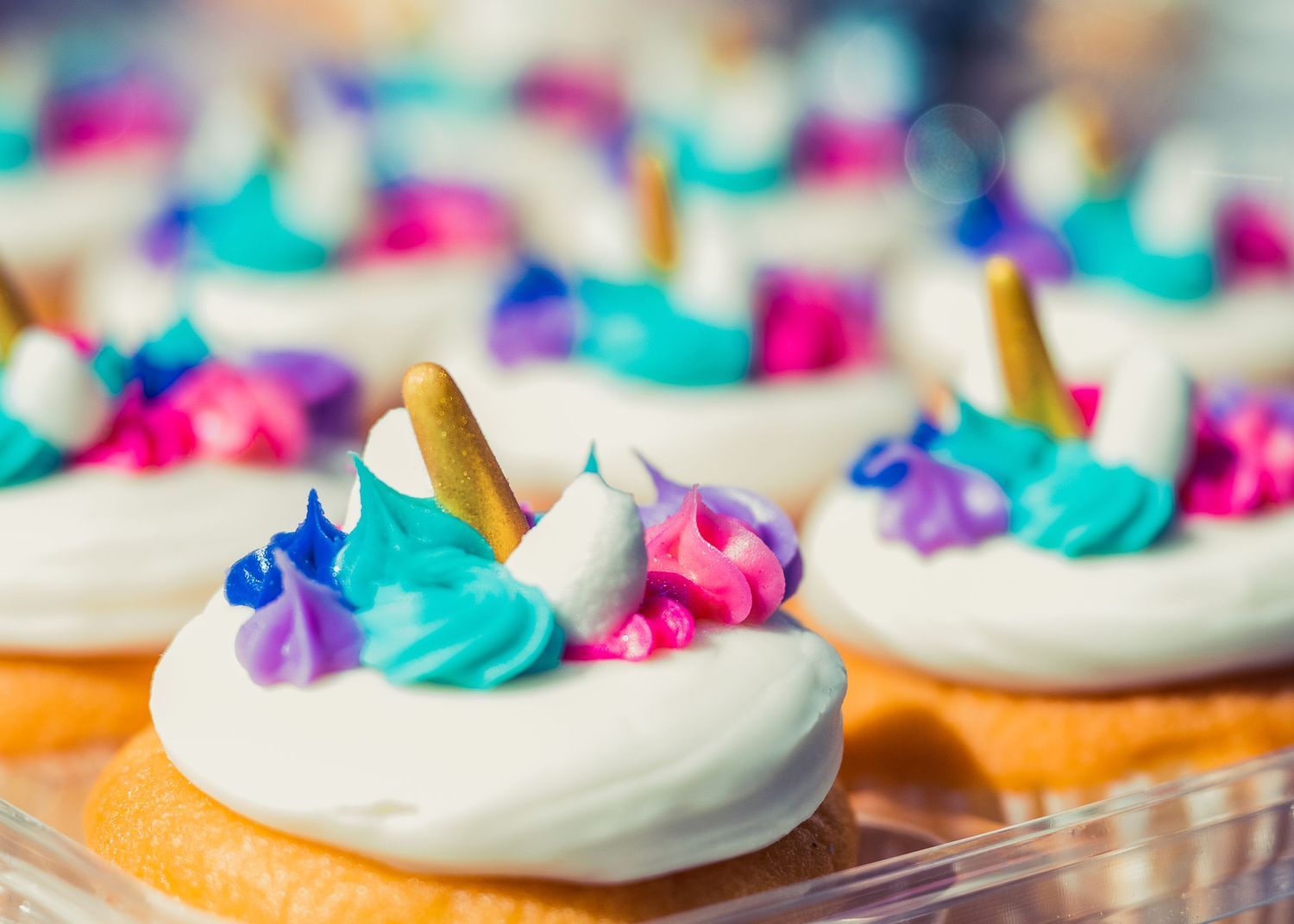 Unicorn cupcakes close-up
