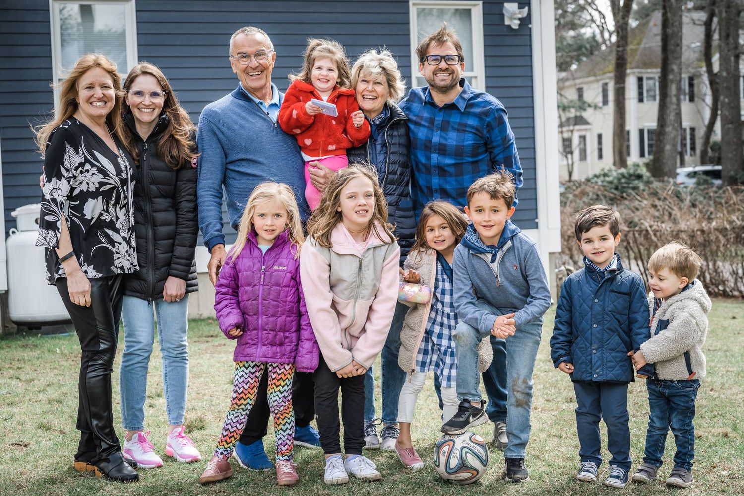 Family portrait at third birthday party