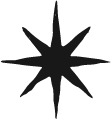 Simple black star decorative elements arranged in a row.