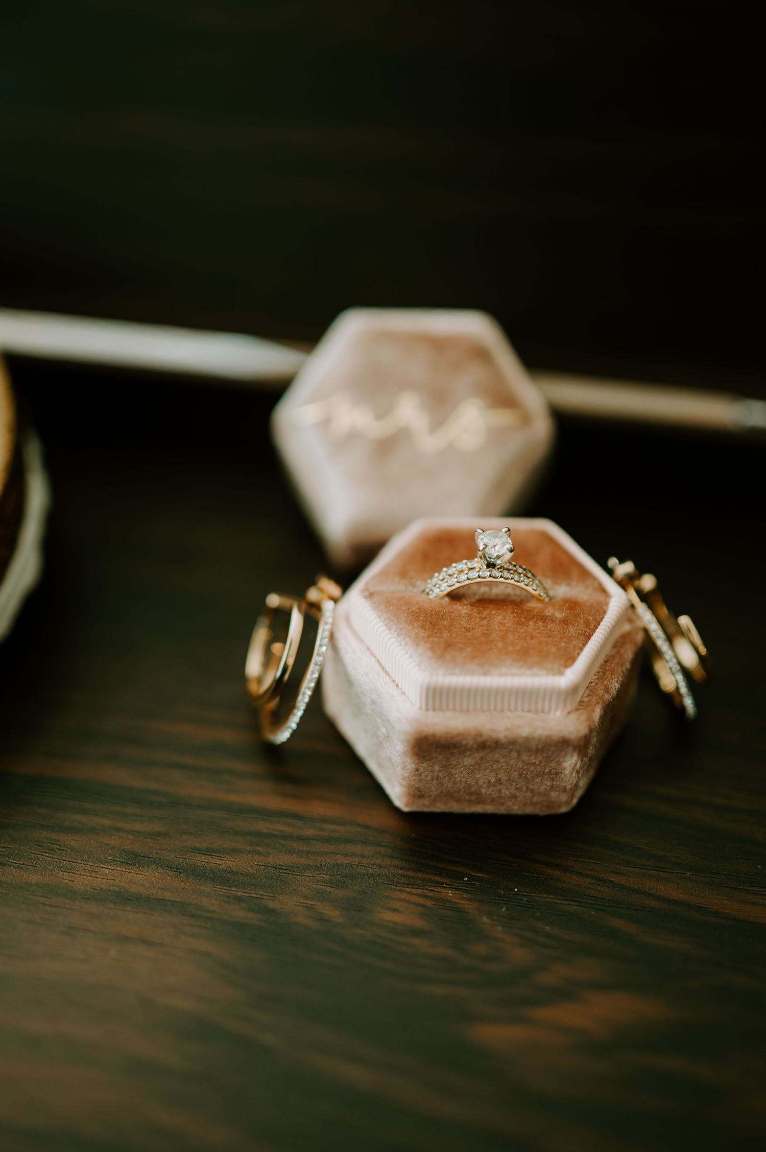 Wedding ring in decorative ring box