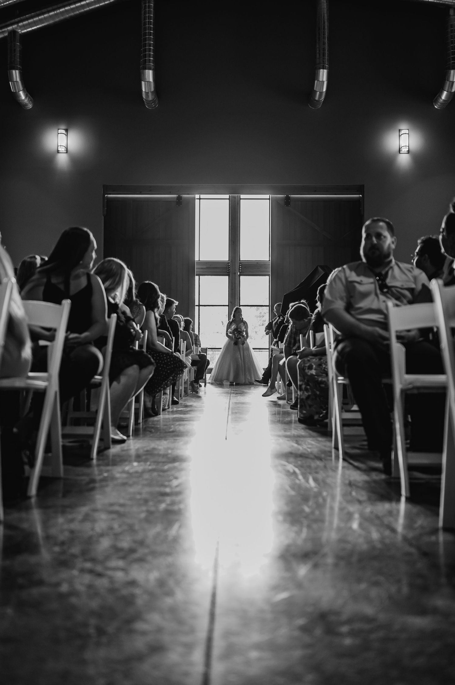 A grand wedding entrance at a church