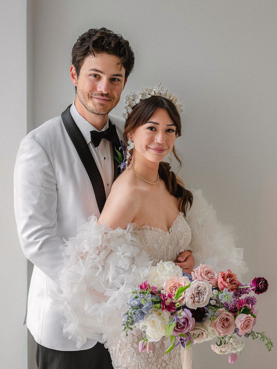 Timeless bride and groom wedding portrait, capturing elegant Riga wedding style