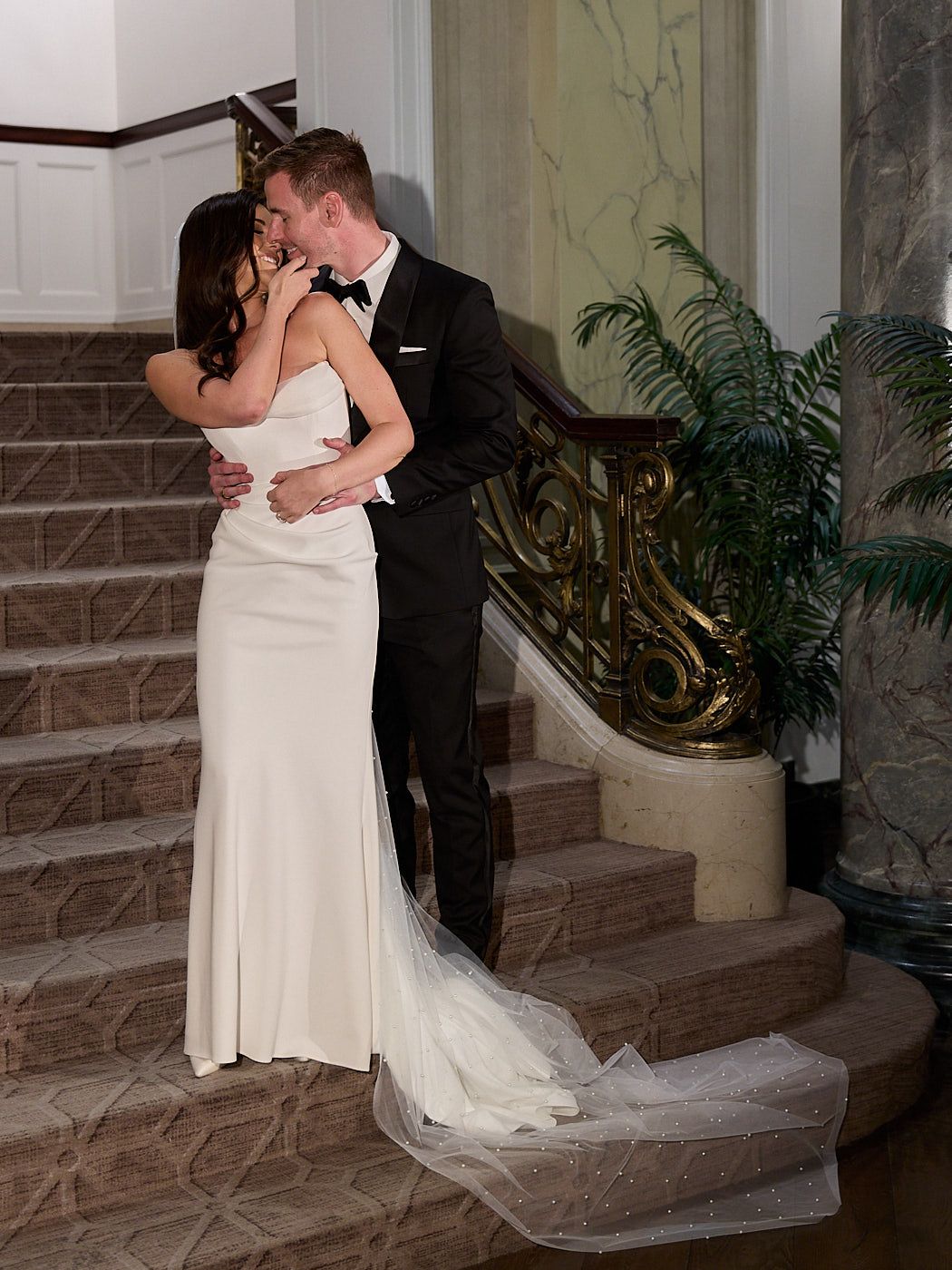 Candid bride and groom moment in Riga