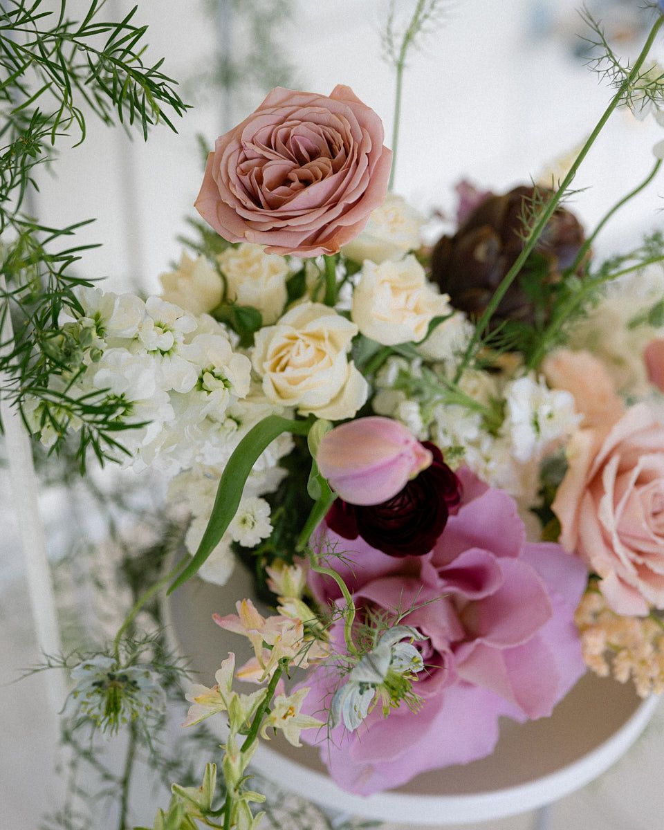 Elegant floral arrangements for wedding reception, enhancing Riga wedding decor and ambiance
