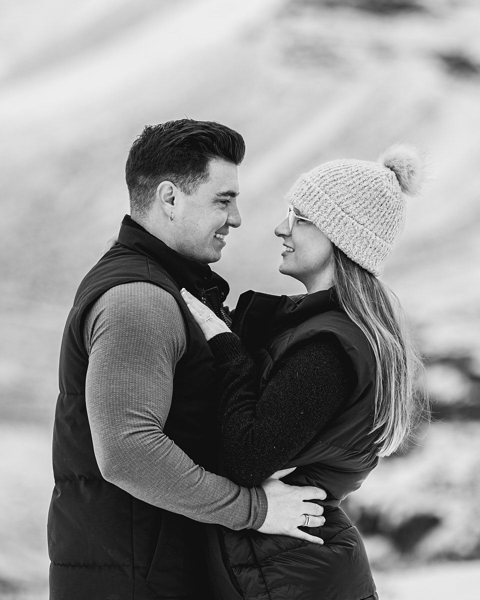 Elegant engaged couple portrait, romantic outdoor session in Latvia