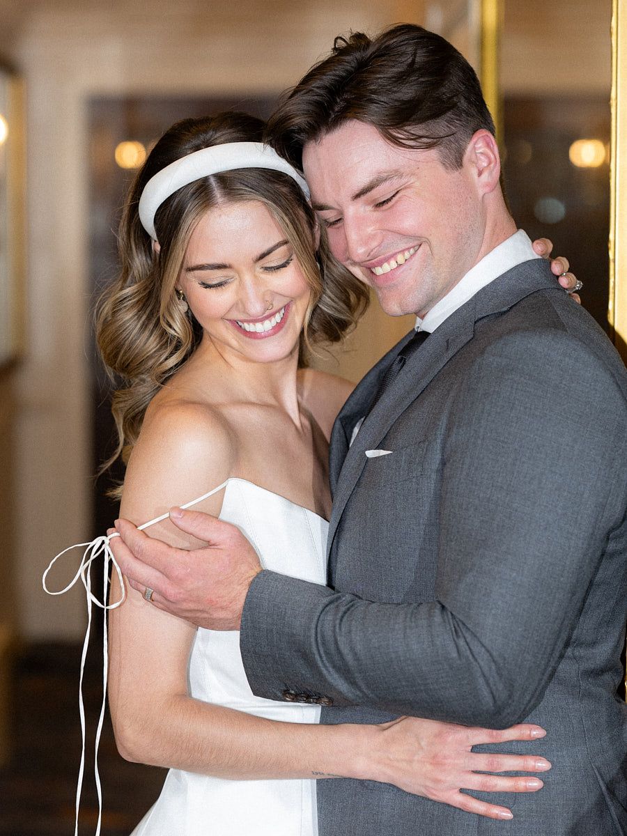 Elegant bride and groom portrait at Riga Fairmont Hotel wedding
