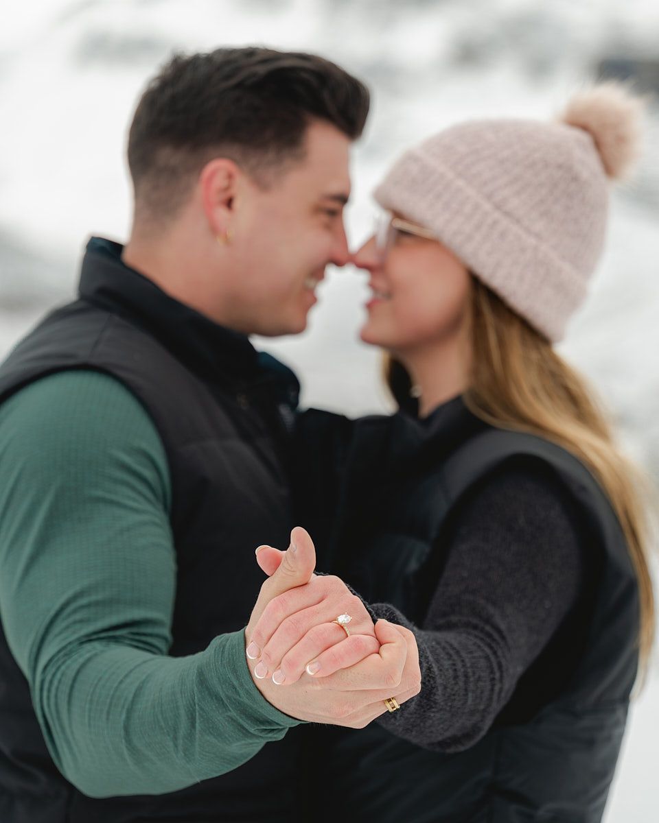Elegant engaged couple portrait, romantic outdoor session in Latvia