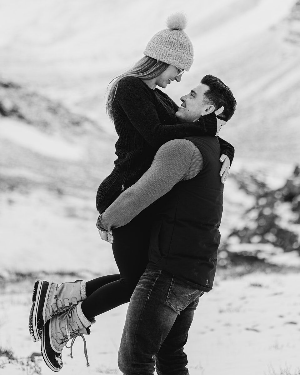 Elegant engaged couple portrait, romantic outdoor session in Latvia