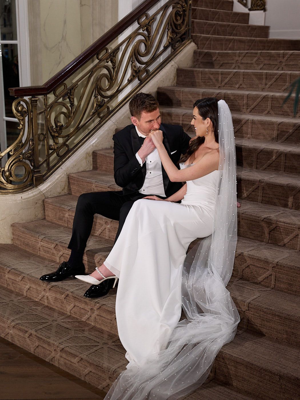 Candid bride and groom moment in Riga